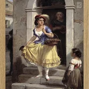 Wilhelm Marstrand – Eine Italienerin auf dem Weg zum Karneval 1835 | Giclée Kunstdruck gerahmt
