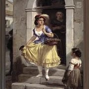 Wilhelm Marstrand – Eine Italienerin auf dem Weg zum Karneval 1835 | Giclée Kunstdruck gerahmt