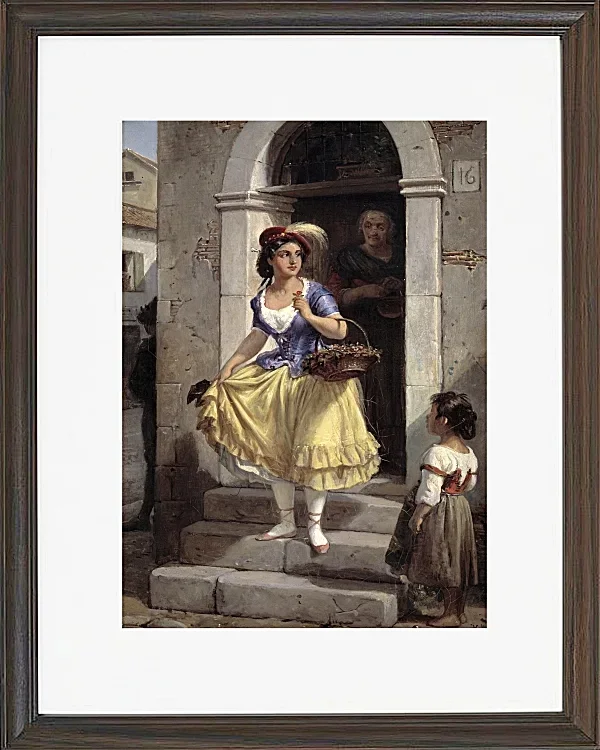 Wilhelm Marstrand – Eine Italienerin auf dem Weg zum Karneval 1835 | Giclée Kunstdruck gerahmt