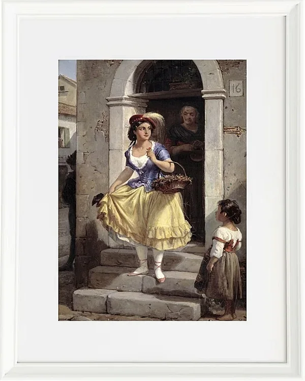 Wilhelm Marstrand – Eine Italienerin auf dem Weg zum Karneval 1835 | Giclée Kunstdruck gerahmt
