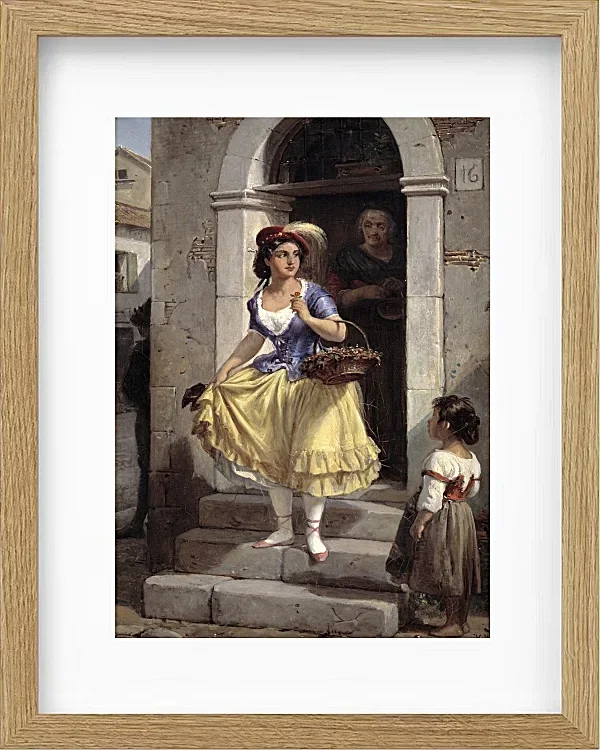 Wilhelm Marstrand – Eine Italienerin auf dem Weg zum Karneval 1835 | Giclée Kunstdruck gerahmt