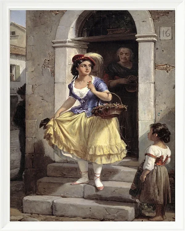 Wilhelm Marstrand – Eine Italienerin auf dem Weg zum Karneval 1835 | Giclée Kunstdruck gerahmt