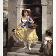 Wilhelm Marstrand – Eine Italienerin auf dem Weg zum Karneval 1835 | Giclée Kunstdruck gerahmt