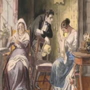 Wilhelm Marstrand | Et besøg - 1850 | Indrammet kunsttryk | Danmarks Guldalder