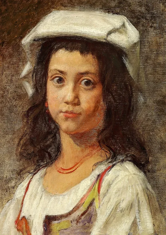 Wilhelm Marstrand | En ung italienerinde med hvidt hovedklæde - 1840 | Indrammet kunsttryk | Danmarks Guldalder