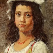 Wilhelm Marstrand | En ung italienerinde med hvidt hovedklæde - 1840 | Indrammet kunsttryk | Danmarks Guldalder