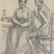 Wilhelm Marstrand | Frieri til en enke - 1840 | Indrammet kunsttryk | Danmarks Guldalder