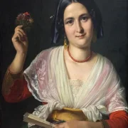 Wilhelm Marstrand | Eine römische Frau im Kostüm - 1847 | Gerahmter Kunstdruck | Goldenes Zeitalter Dänemark