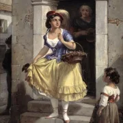 Wilhelm Marstrand | Eine Italienerin auf dem Weg zum Karneval – 1835 | Gerahmter Kunstdruck | Goldenes Zeitalter Dänemark