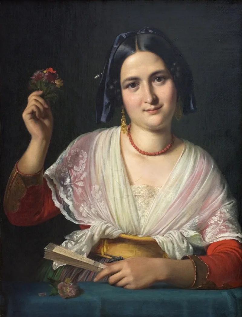 Wilhelm Marstrand – Eine römische Frau im Kostüm 1847 | Giclée Kunstdruck gerahmt