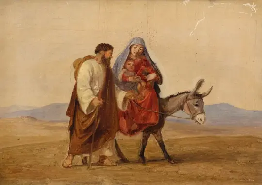 Wilhelm Marstrand | Die Heilige Familie auf der Flucht – 1815 | Gerahmter Kunstdruck | Goldenes Zeitalter Dänemark