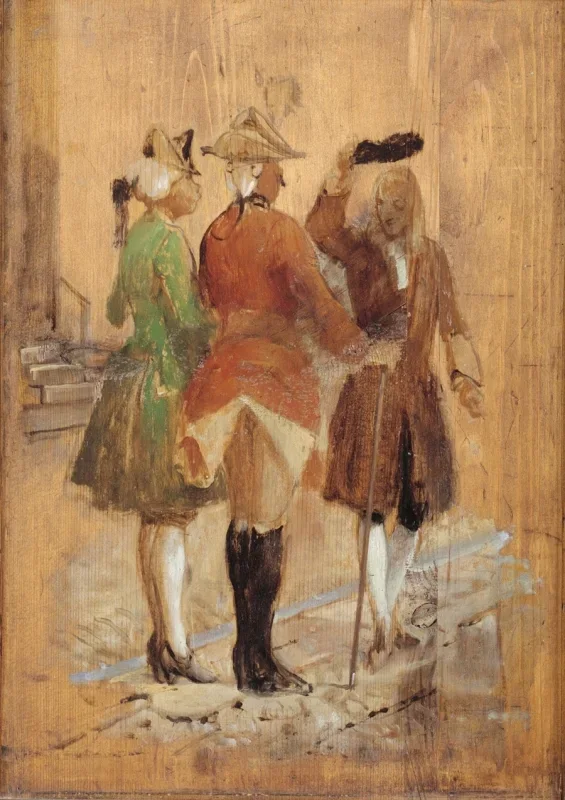 Wilhelm Marstrand | Holberg går af vejen for Jacob von Thyboe og Jean de France - 1873 | Indrammet kunsttryk | Danmarks Guldalder