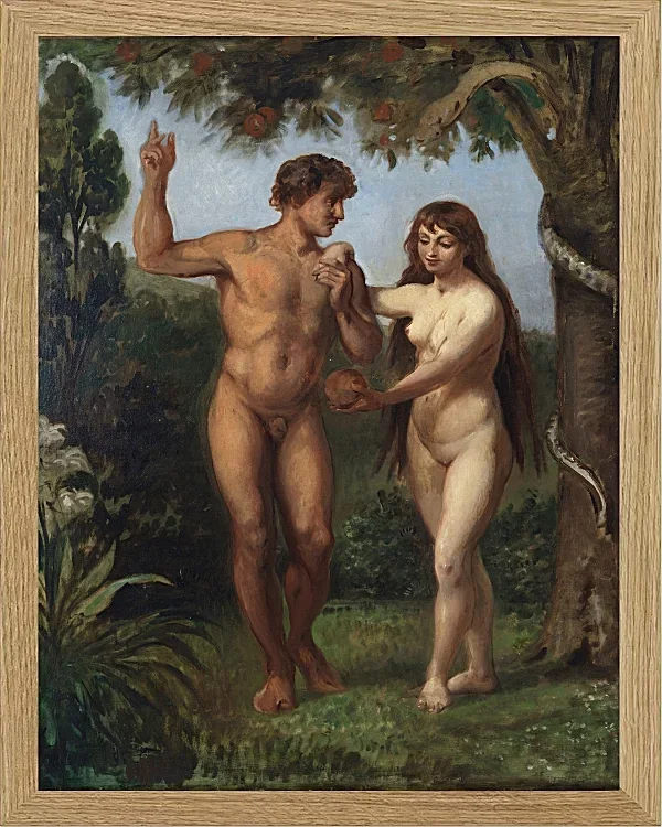 Wilhelm Marstrand – Eva verführt Adam 1830 | Giclée Kunstdruck gerahmt