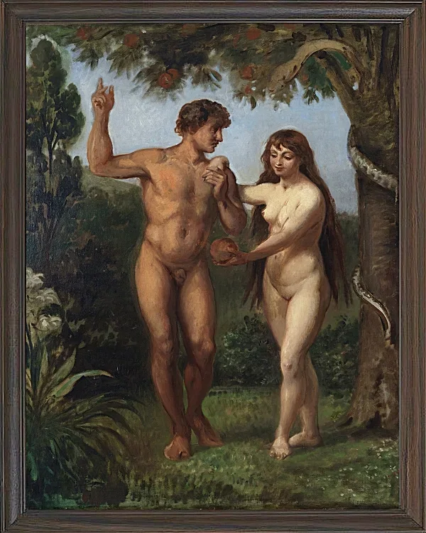 Wilhelm Marstrand – Eva verführt Adam 1830 | Giclée Kunstdruck gerahmt
