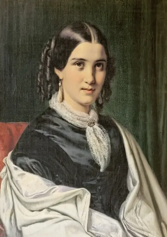 Wilhelm Marstrand | Frau Vilhelmine Heise – 1856 | Gerahmter Kunstdruck | Goldenes Zeitalter Dänemark