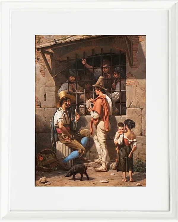 Wilhelm Marstrand – Gefängnisszene in Rom 1837 | Giclée Kunstdruck gerahmt