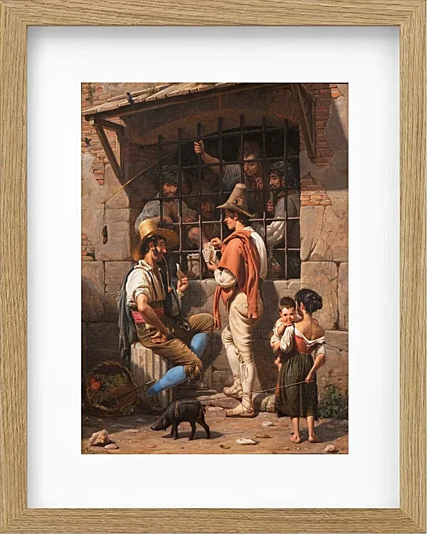 Wilhelm Marstrand – Gefängnisszene in Rom 1837 | Giclée Kunstdruck gerahmt