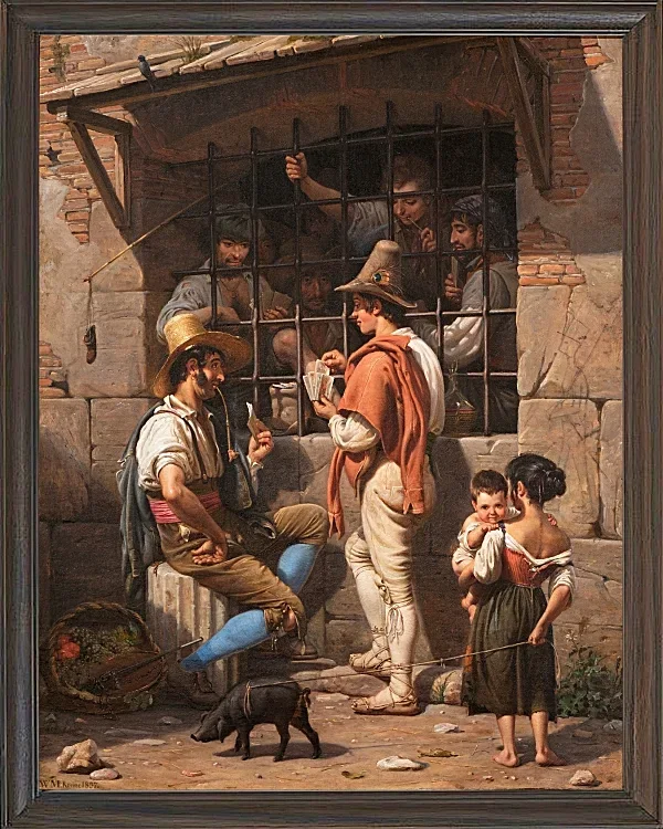 Wilhelm Marstrand – Gefängnisszene in Rom 1837 | Giclée Kunstdruck gerahmt