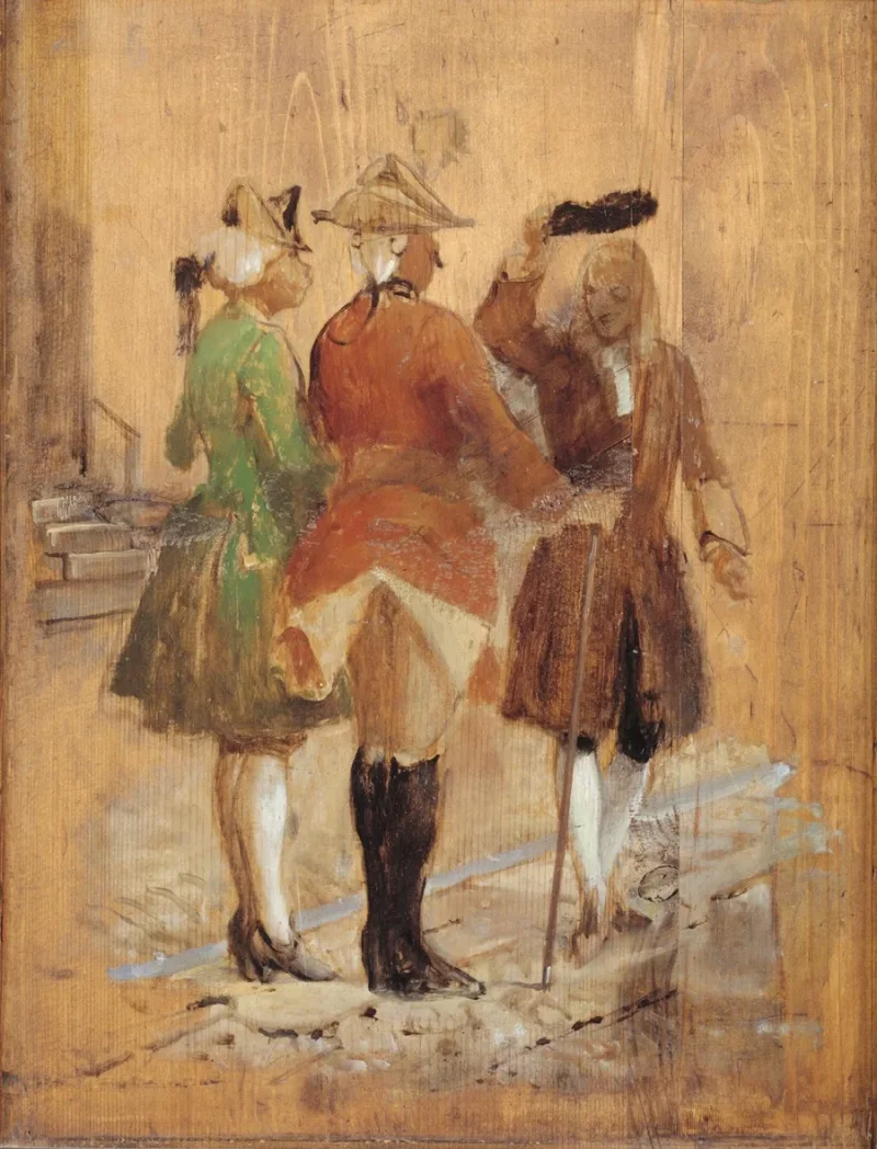 Wilhelm Marstrand – Holberg setzt sich für Jacob von Thyboe und Jean de France ein 1873 | Giclée Kunstdruck gerahmt