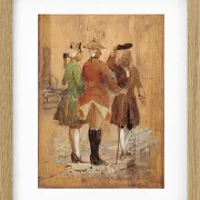 Wilhelm Marstrand – Holberg setzt sich für Jacob von Thyboe und Jean de France ein 1873 | Giclée Kunstdruck gerahmt