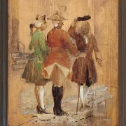Wilhelm Marstrand – Holberg setzt sich für Jacob von Thyboe und Jean de France ein 1873 | Giclée Kunstdruck gerahmt