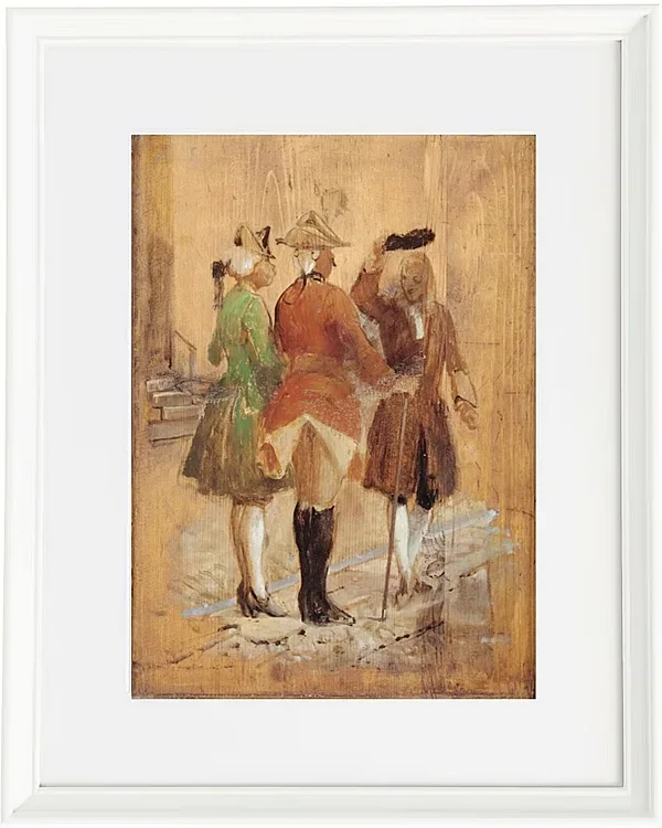 Wilhelm Marstrand – Holberg setzt sich für Jacob von Thyboe und Jean de France ein 1873 | Giclée Kunstdruck gerahmt