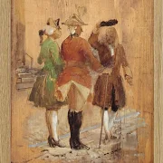 Wilhelm Marstrand – Holberg setzt sich für Jacob von Thyboe und Jean de France ein 1873 | Giclée Kunstdruck gerahmt