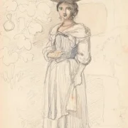 Wilhelm Marstrand | Ung italiensk kvinde – 1810 | Indrammet kunsttryk | Danmarks Guldalder