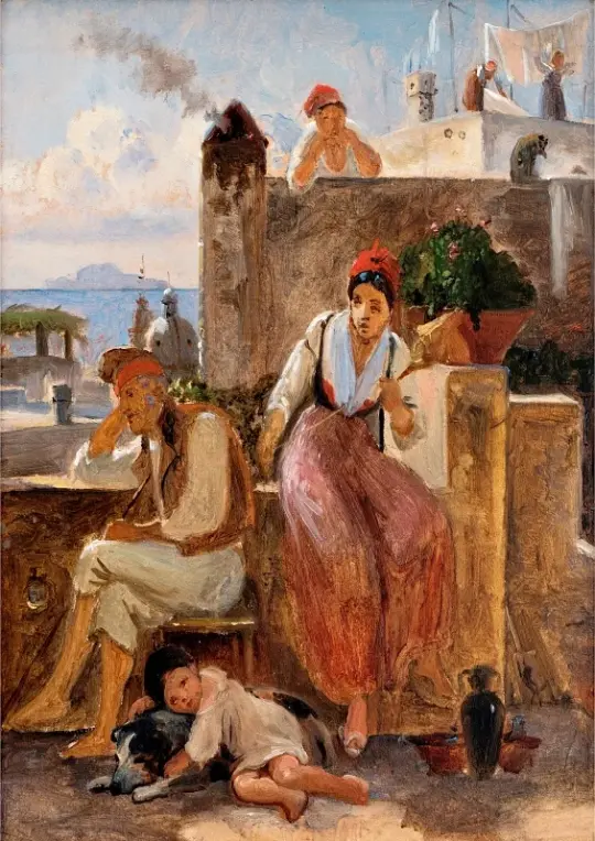 Wilhelm Marstrand | Neapolitanische Lebensart – 1839 | Gerahmter Kunstdruck | Goldenes Zeitalter Dänemark