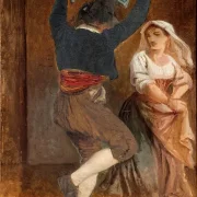 Wilhelm Marstrand | Dansende italiener – 1839 | Indrammet kunsttryk | Danmarks Guldalder
