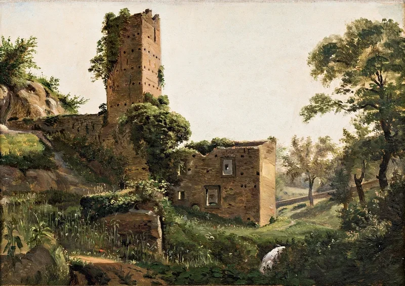Wilhelm Marstrand | Landschaft mit Ruinen – 1838 | Gerahmter Kunstdruck | Goldenes Zeitalter Dänemark