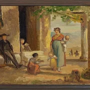 Wilhelm Marstrand – Kind lernt laufen 1859 | Giclée Kunstdruck gerahmt