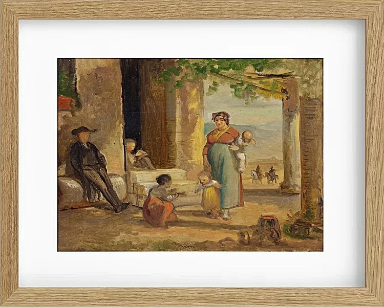 Wilhelm Marstrand – Kind lernt laufen 1859 | Giclée Kunstdruck gerahmt