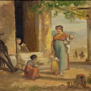 Wilhelm Marstrand – Kind lernt laufen 1859 | Giclée Kunstdruck gerahmt