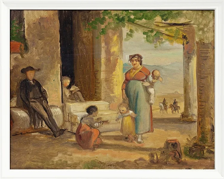 Wilhelm Marstrand – Kind lernt laufen 1859 | Giclée Kunstdruck gerahmt