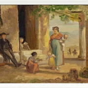 Wilhelm Marstrand – Kind lernt laufen 1859 | Giclée Kunstdruck gerahmt