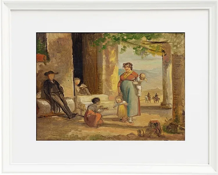 Wilhelm Marstrand – Kind lernt laufen 1859 | Giclée Kunstdruck gerahmt