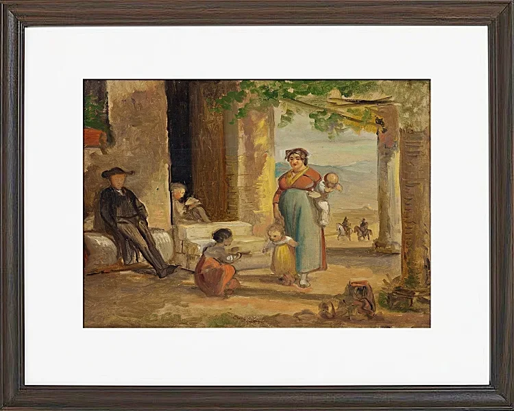 Wilhelm Marstrand – Kind lernt laufen 1859 | Giclée Kunstdruck gerahmt