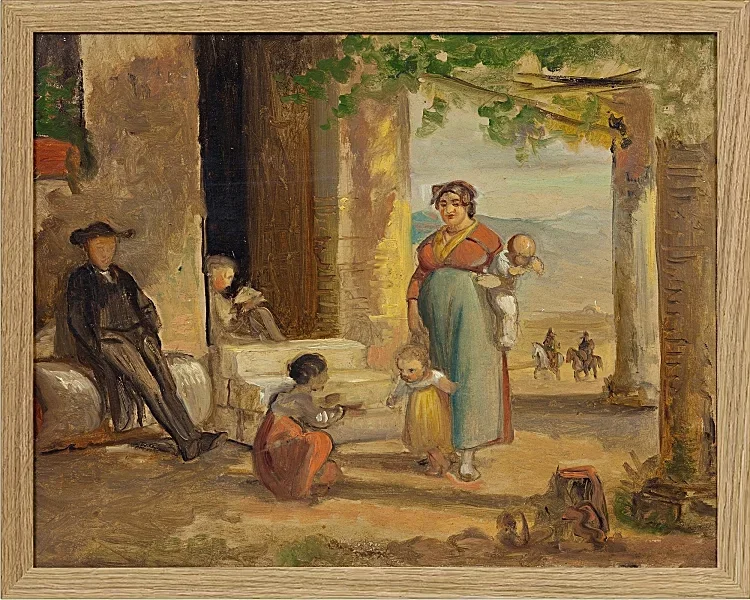 Wilhelm Marstrand – Kind lernt laufen 1859 | Giclée Kunstdruck gerahmt