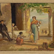 Wilhelm Marstrand – Kind lernt laufen 1859 | Giclée Kunstdruck gerahmt