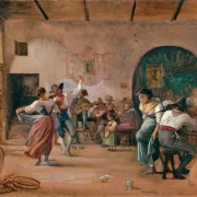 Wilhelm Marstrand | Dans i en osteria - 1860 | Indrammet kunsttryk | Danmarks Guldalder
