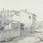 Wilhelm Marstrand | Vicolo delle Colonette di Barberini - 1846 | Indrammet kunsttryk | Danmarks Guldalder