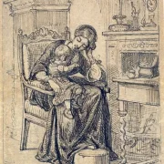 Wilhelm Marstrand | Mor og søn - 1853 | Indrammet kunsttryk | Danmarks Guldalder
