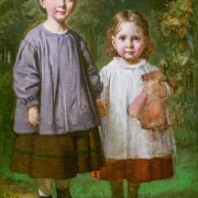 Wilhelm Marstrand | Ottilia und Christy Marstrand, die Töchter des Künstlers - 1865 | Gerahmter Kunstdruck | Goldenes Zeitalter Dänemark