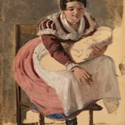 Wilhelm Marstrand | Romersk kvinde med barn – 1838 | Indrammet kunsttryk | Danmarks Guldalder
