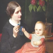 Wilhelm Marstrand | Kunstnerens hustru med sønnen Poul - 1834 | Indrammet kunsttryk | Danmarks Guldalder