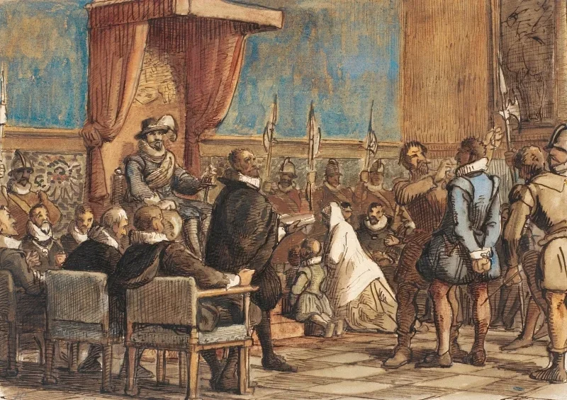 Wilhelm Marstrand | Christian IV og falskneren Christopher Rosenkrantz – 1861 | Indrammet kunsttryk | Danmarks Guldalder