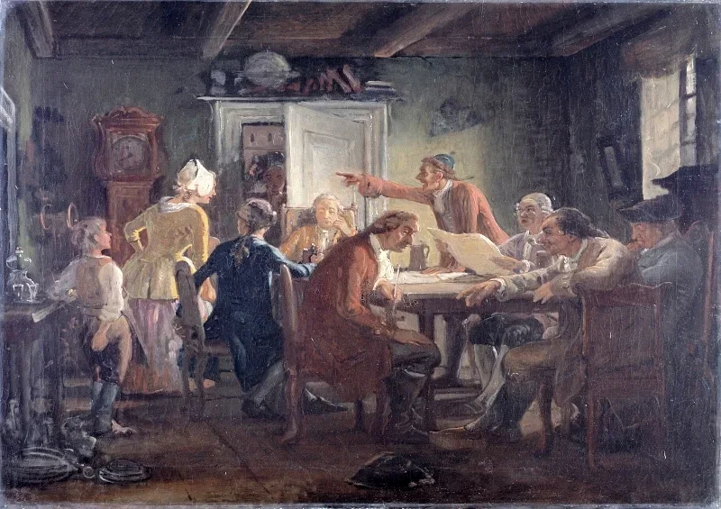 Wilhelm Marstrand | Politisk kollegium – 1850 | Indrammet kunsttryk | Danmarks Guldalder