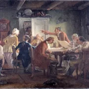 Wilhelm Marstrand | Politisk kollegium – 1850 | Indrammet kunsttryk | Danmarks Guldalder