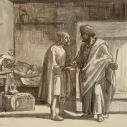 Wilhelm Marstrand | Den barmhjertige samaritaner betaler kroværten – 1810 | Indrammet kunsttryk | Danmarks Guldalder